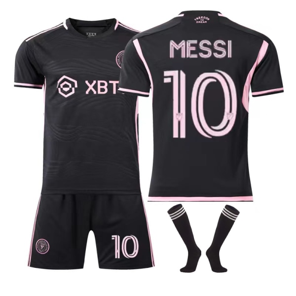 MLS Miami tröja nr 10 Messi fotbollsuniform barndräkt + strumpor bortadräkt 22