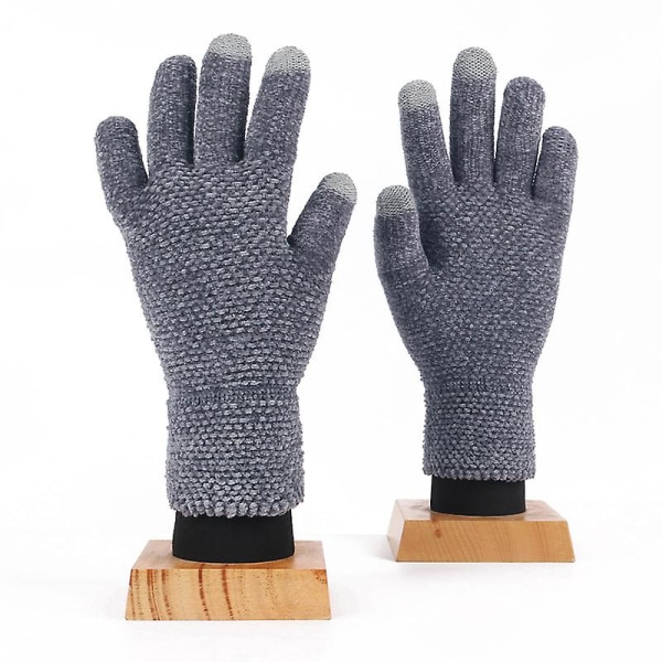 Stickade handskar "pekskärmshandskar dam,varma stickade handskar" (2 par)(17 mörkgrå) 17 dark gray