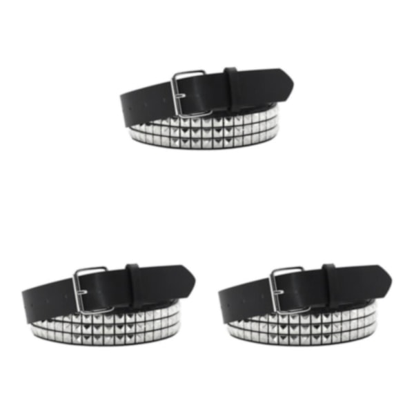 1/2/3/5 Studded Leather Belt With Pin Buckle Square Bead Rivet Belt