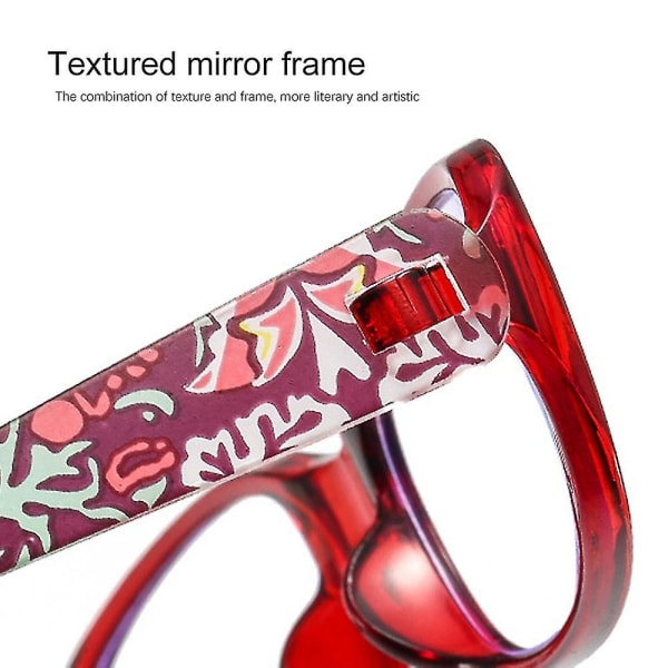 Antistrålningsläsglas Liten ram rektangulär kant Presbyopiska glasögon (röda glasögon power 250) Red glasses power 250