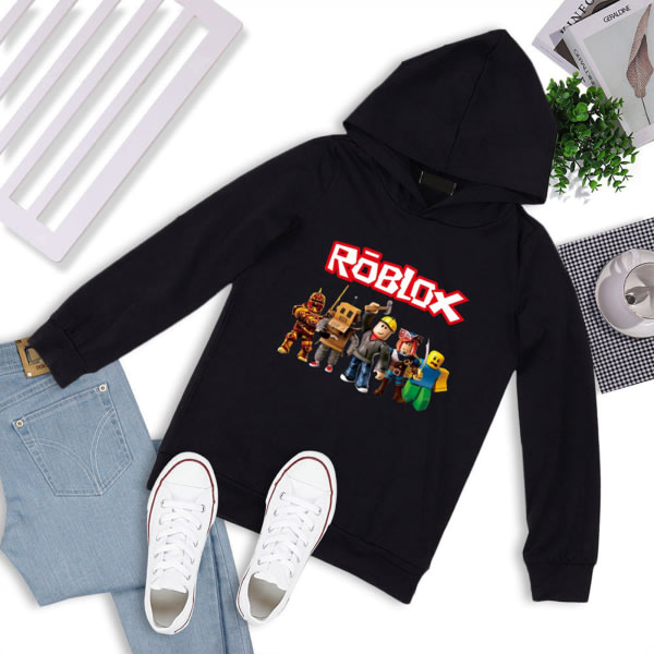Helt ny stil Roblox Hoodie för barn Ytterkläder Pullover Sweatshirt black black 170cm