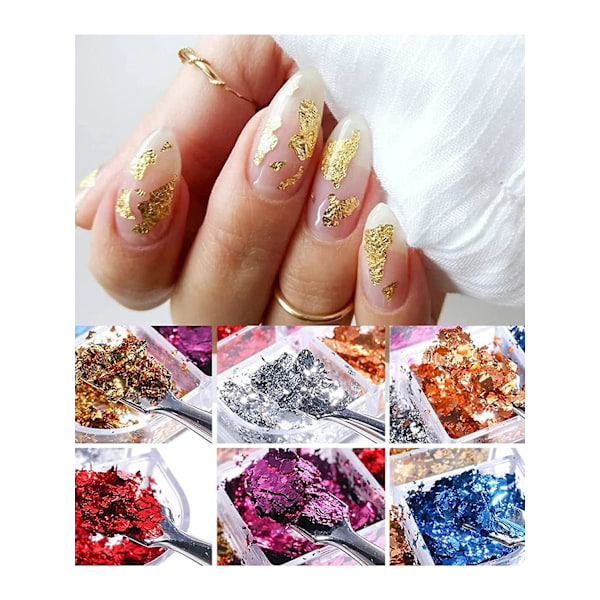 18 Rutor Nagelfilmsflingor, Holografiska Nagelfilmsflingor Konfetti Glitter Guld Silver, Iriserande Kromflingor För Nagelkonst Dekoration Resin Hantverk