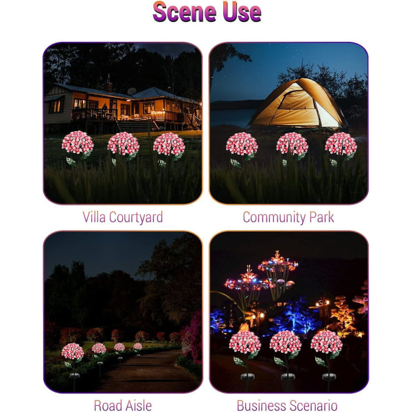 Solar Garden Light Outdoor LED Hydrangea Lawn Light Outdoor Decoration IP65 Waterproof Garden Yard Balcony Channel Red