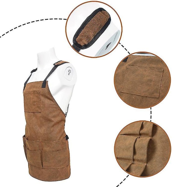 Værktøjsforklæde Kraftig arbejdsforklæde til mænd Lærredstræbearbejdningsforklæde Værktøj med lomme, justerbar ryg (grå) Gray