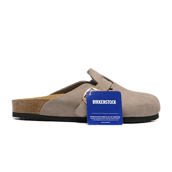 Birkenstocks Boston Big buckle gray beige Unisex mockaskor med sluten tå 40