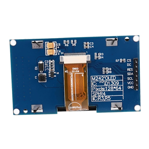 2,42 Tums OLED-Skärm LCD-Skärmmodul 128x64 SPI/IIC-Gränssnitt SSD1309 Display Vit