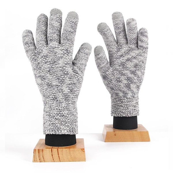 Strikkede hansker "berøringsskjermhansker damer,varme strikkede hansker" (2 par)(middels grå lysegrå) medium gray light gray