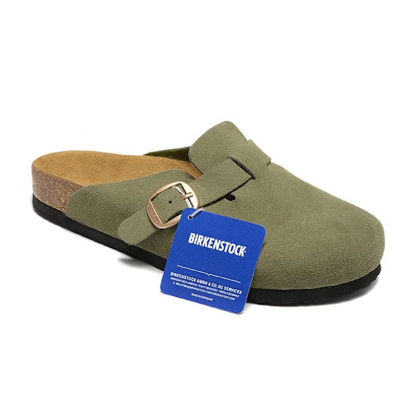 Birkenstock Boston Big buckle army green Unisex mokkasiner med lukket tå 34