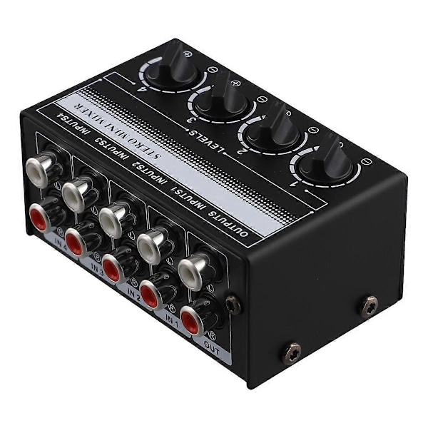 Mini Stereo Audio Mixer 4-kanals Passiv Mixer Bærbar Audio Mixer Lotus Socket Inngang for Live St