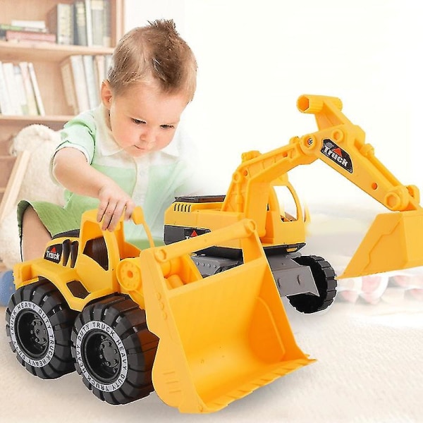 Hhcx-excavator & Dump Truck Toy For Kids Moveable Claw & Lifting Back Garbage Truck & Bulldozer Digger Construction 11 C