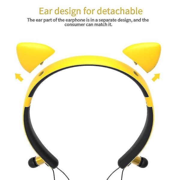 Hhcx-zw29 Cat Ear Cartoon Søt magnetisk Bluetooth-øretelefon Hodebånd Belysning Sportshodetelefoner