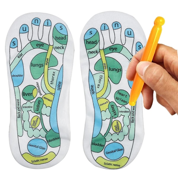 Fot akupressur refleksologi massasjestrømper Anti Slip pustende sokk Unisex, 50% tilbud