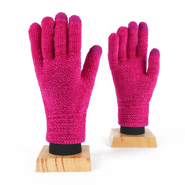 Strikkede hansker "berøringsskjermhansker damer,varme strikkede hansker" (2 par)(ny rosa rød) new rose red