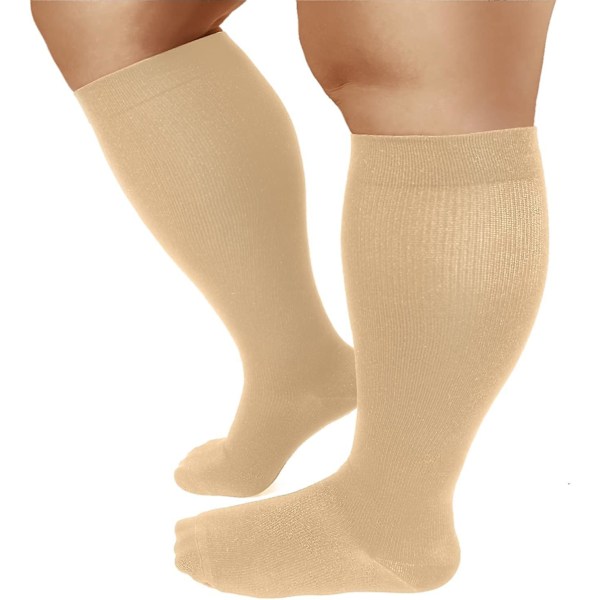 Plus Size Compression Socks For Women And Men, 20-30mmhg Wide Calf Knee High Socks For Circulation Support Recovery