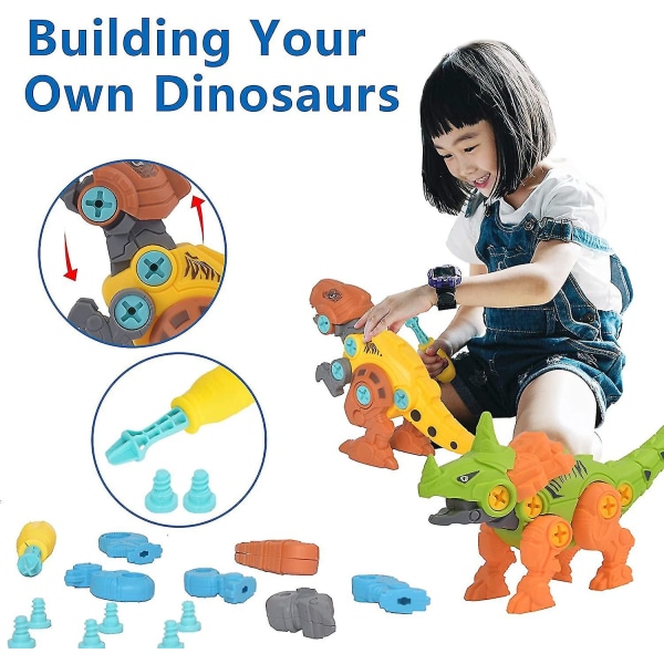Adskil dinosaurlegetøj til drenge Byggelegetøjssæt Stængel Lærelegetøjskonstruktion 4 pakker
