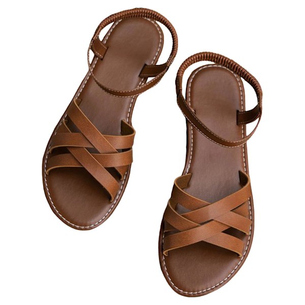 Dam Casual Strappy Sandal Öppen Tå Justerbar Casual Fiskarsandal för Strand Resor & Inomhus 36