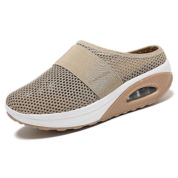 Kvinners Air Cushion Walking Shoes Ortopediske Diabetiske Slip-On Sneakers yn0211 khaki 42