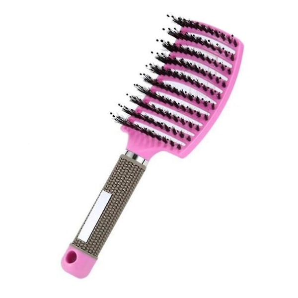 Avtrasslande nylon Borsteborste för hårborste för kvinnor, hårmassage, kamborste (rosa) Pink