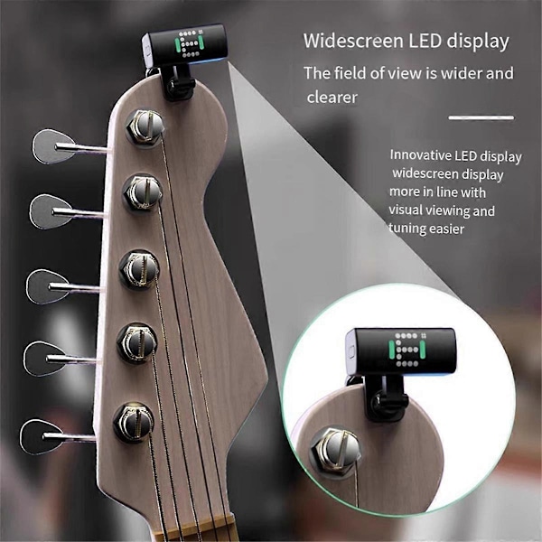 Klipp-på-gitarrstämapparat med LED-display Multifunktionell Klipp-på-stämapparat Professionell för Gitarr Violin a