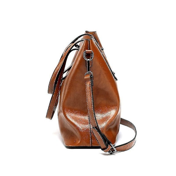 Håndvesker brun dame skinnveske pu veske stor dame skulder veske 28cm*31cm*11.5Cm