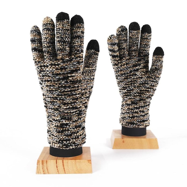 Strikkede handsker "touchscreen handsker damer, varme strikkede handsker" (2 par)(sort grå brun) black gray brown