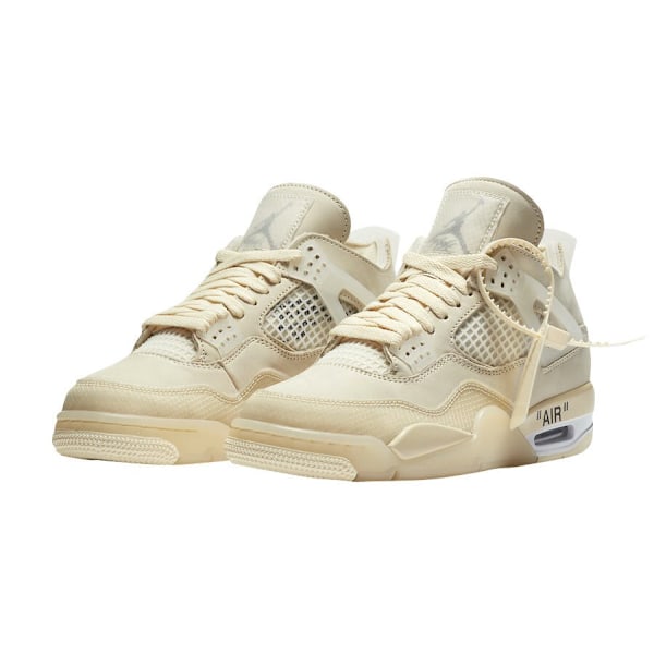 Off-White x Jordans 4 SP 'Sail' för Män och Kvinnor Original AJ4 Sneakers 36