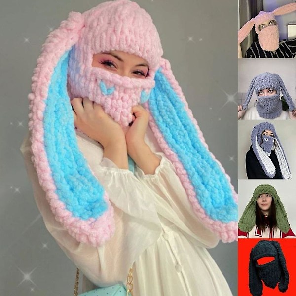 Halloween Balaclava Lang Bunny Ører Hat Sjov Hue Hat Kanin Øre Balaclava Huer Hue Lang Øre Hat Bunny Hat Skib d