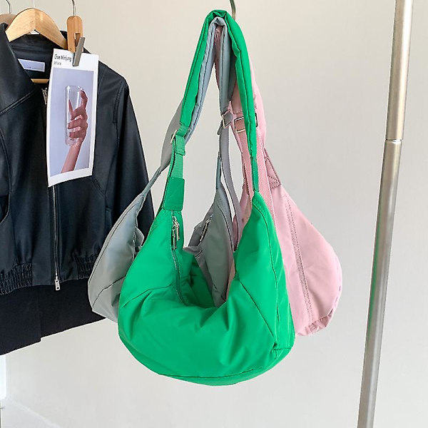 Uusi nailonvetoketjullinen naisten laukku, pieni olkalaukku, korealainen tyyli, Hobos-laukku, keskikokoinen vetoketjullinen nuorten crossbody-laukku, tukkumyynti black