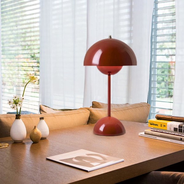 Blomknopp LED bordslampa: vinröd, nordisk modern, Laddningsversion wine red usb