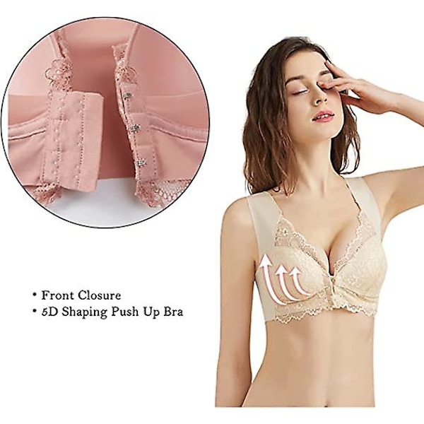 Stor storlek bh för äldre kvinnor framtill stängning, Alla hjärtans dag, bakre sömlös spets bh pink 5xl