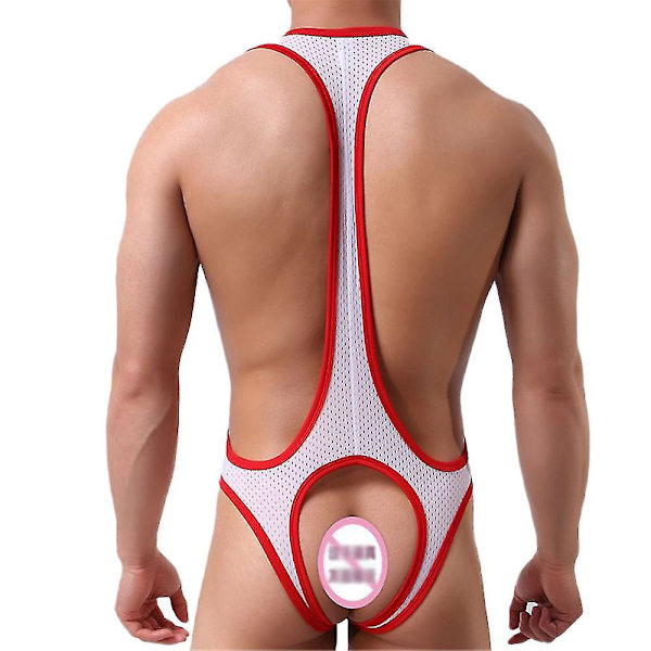 Seksikäs miesten jockstrap selkää paljastava alusasu Jumpsuits Bodysuit white l