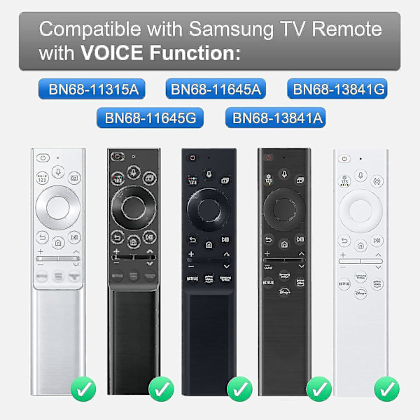 Erstatnings-stemmefjernkontroll for Samsung-TV, kun for Samsung-TV-fjernkontroll med stemmefunksjon