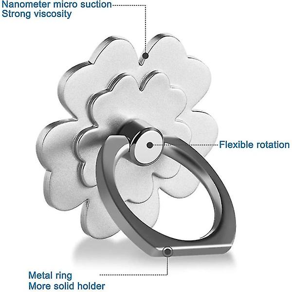 5st 360 Rotations Metall Universal Finger Ring Grip Stand Hållare (silver) silver