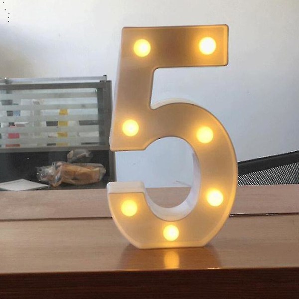 Hhcx-suurnumeroinen Led Light Age Sign Hääjuhlien syntymäpäivän koristelamppu Number 5