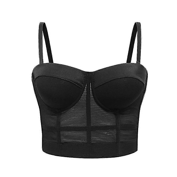 Seksikäs Mesh Bra Push Up Bralet Naisten Putki Top Korsetti Bustier Club Party Crop Top Alusvaatteet black s 34 75