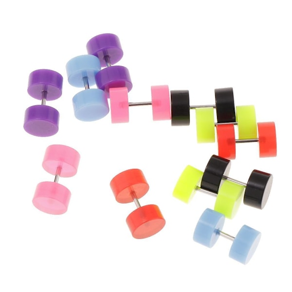 12 stk. Akryl Rustfrit Stål Barbell Stud Øreringe Falske Illusion Guage Plugs