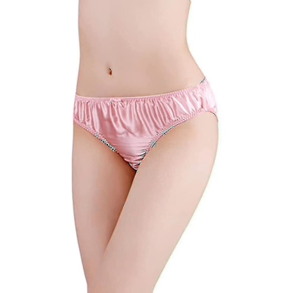 Dam Silke Panties Silke Bikini Silke Kalsonger Satin Underkläder 2 st pink-white xxl