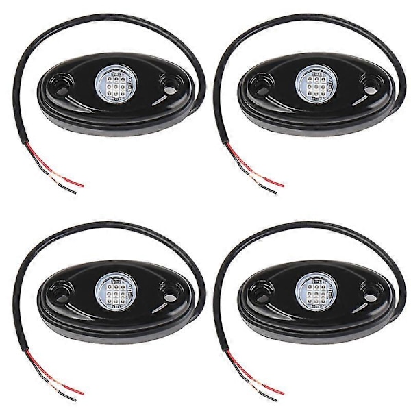 4Pcs 9LED Super Bright Rock Light Kit LED Waterproof LED Neon Underglow Light for Off Road Truck Bo