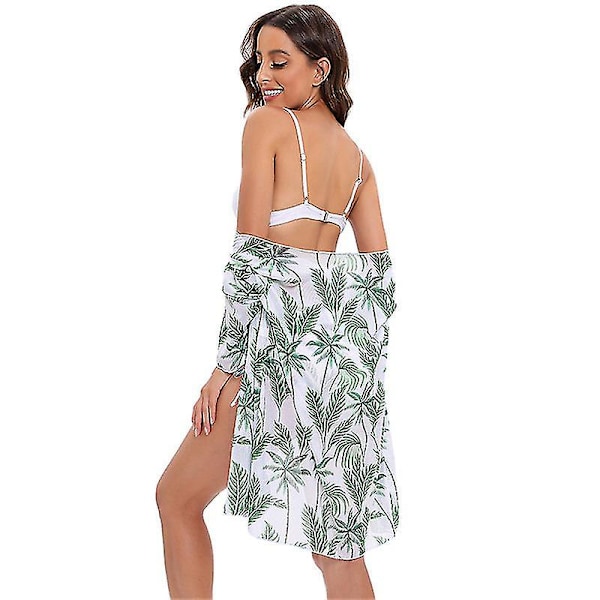 Dametøj 3-delt Bikini Top Badetøj Blomsterprint Højtaljet Badetøj Badetøj Med Kimono Cover Up style 3 l