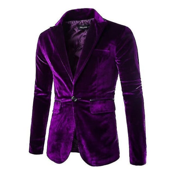 Herremode afslappet blazerdragt Corduroy Wediing Celebration jakkesæt Purple L