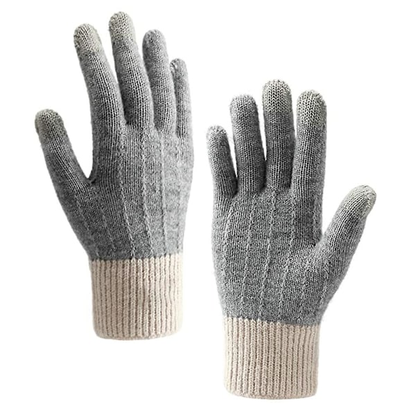 Winter Gloves Compatible With Women, Warm Knit Touch Screen Texting Anti-slip Thermal Gloves With Wool Lining