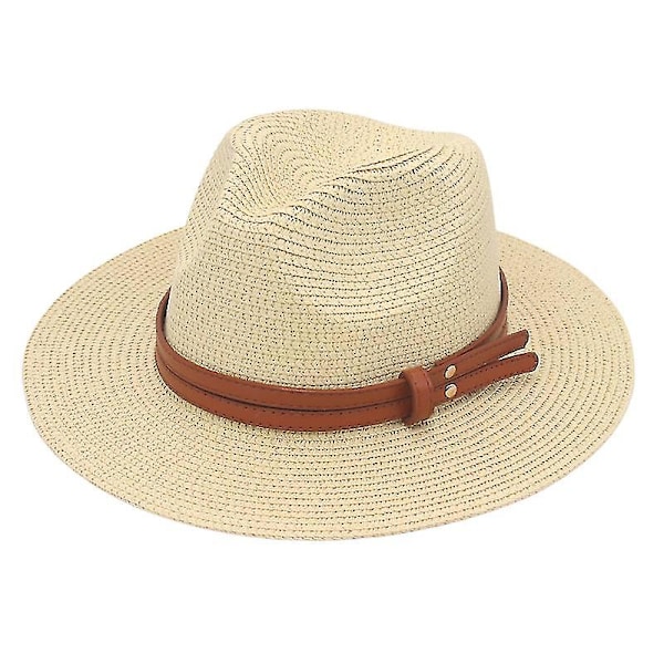 Ny Naturlig Panama Blød Formet Halmhat Sommer Kvinder/Mænd Bred Skygge Strand Sol Cap Uv Beskyttelse Fedora Hat red