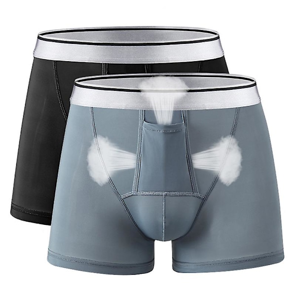 Sexiga herr underkläder herr is silke boxare shorts trosor U konvex påse separation ultra tunn andningsbara boxare mesh skyblue xxl