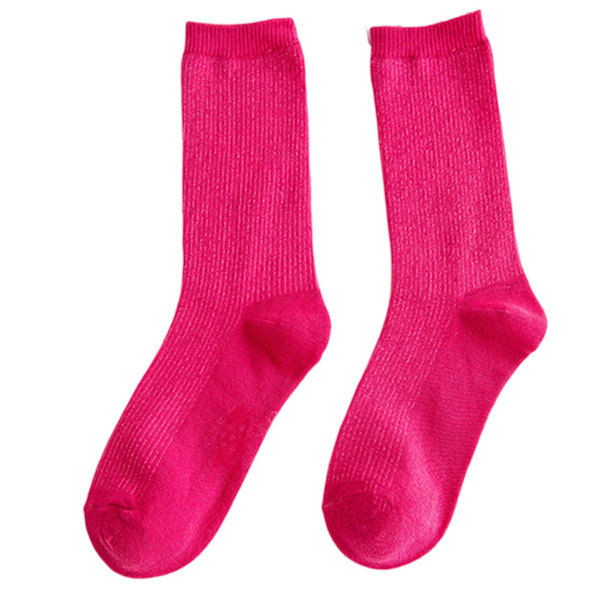 Färgglada strumpor tunna bomullsstrumpor mjuka andningsbara högelastiska strumpor för vuxna barn rose red adult