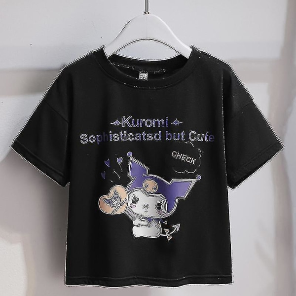 Sanrios Cartoon Kawaii Girls Vit T-shirt kostym Kuromi Söt sommar Kortärmad College Jk Uniform Kjol Barn Fashionabla kjol Kuromi1 150cm