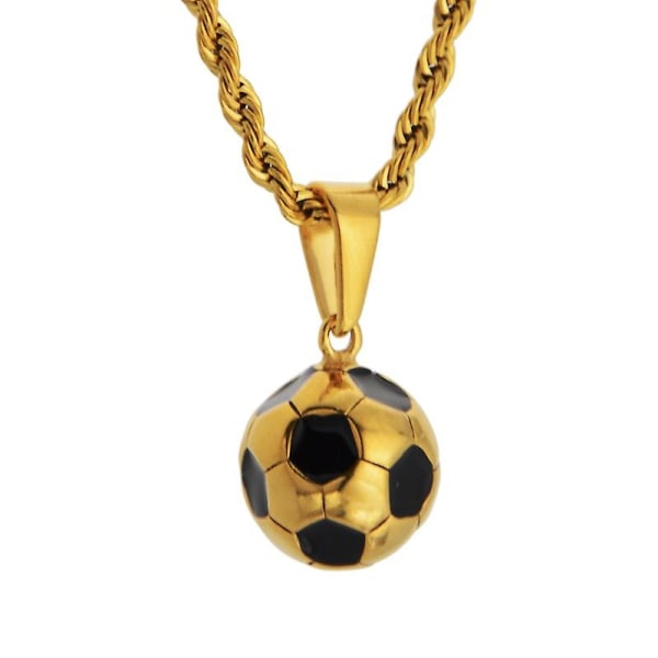Halsband för män fotbollshänge, med kedja, graverad Tillgänglig-guldpläterad/316l rostfritt stål