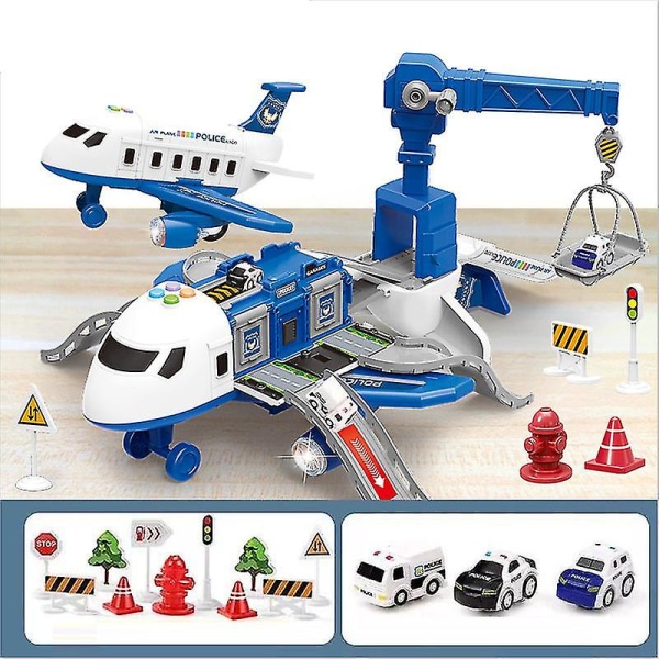 Hhcx-new Deformation Music Simulation Track Inertia Toy Aircraft Large Size Passenger Plane Kids Airliner Toy Car For Children&#39;s Gift police 794