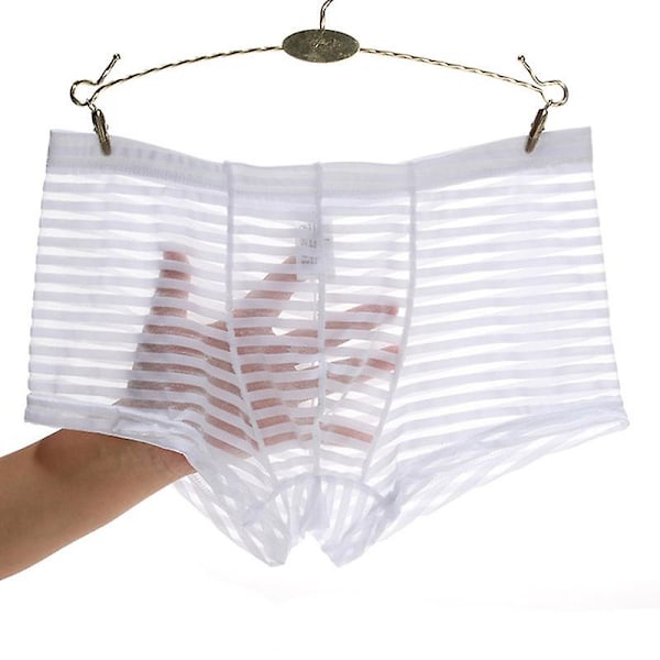 Män Boxer Shorts Panties Mode Transparent Kalsonger Stripe Låg Midja Underbyxor Sexig Män S Underkläder Man Bodysuit Trunk Pant 7 xl