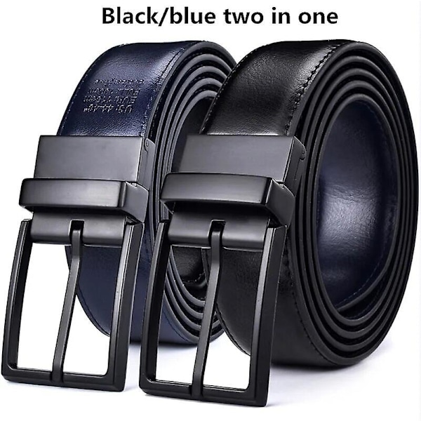 Herre skinnreversibelt - Klassisk og moteriktig design to-i-ett-belter med roterende spenne Størrelse 75-160cm 0440bk-kou-bk cog 95cm (waist 80cm)