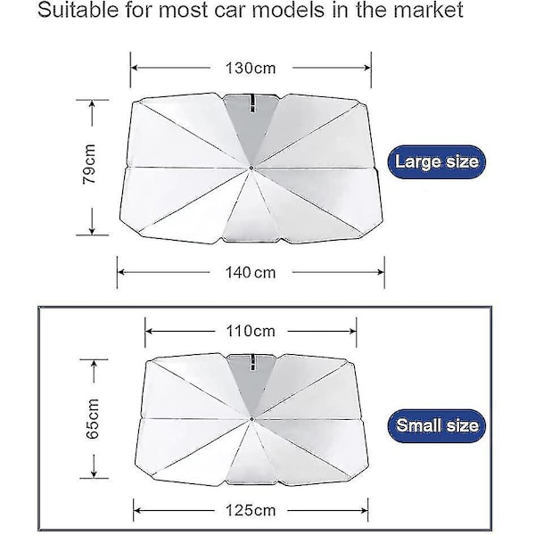 Bil Solskærm Forrude Sammenklappelig Paraply Reflekterende Solskærm Til Køretøj Blokerer Uv-Stråler Solskærm Beskytter l(79x140cm)